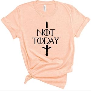 Not Today Shirt Not Today Sword Up Shirt Peach Super Soft Tee New, size 4,6